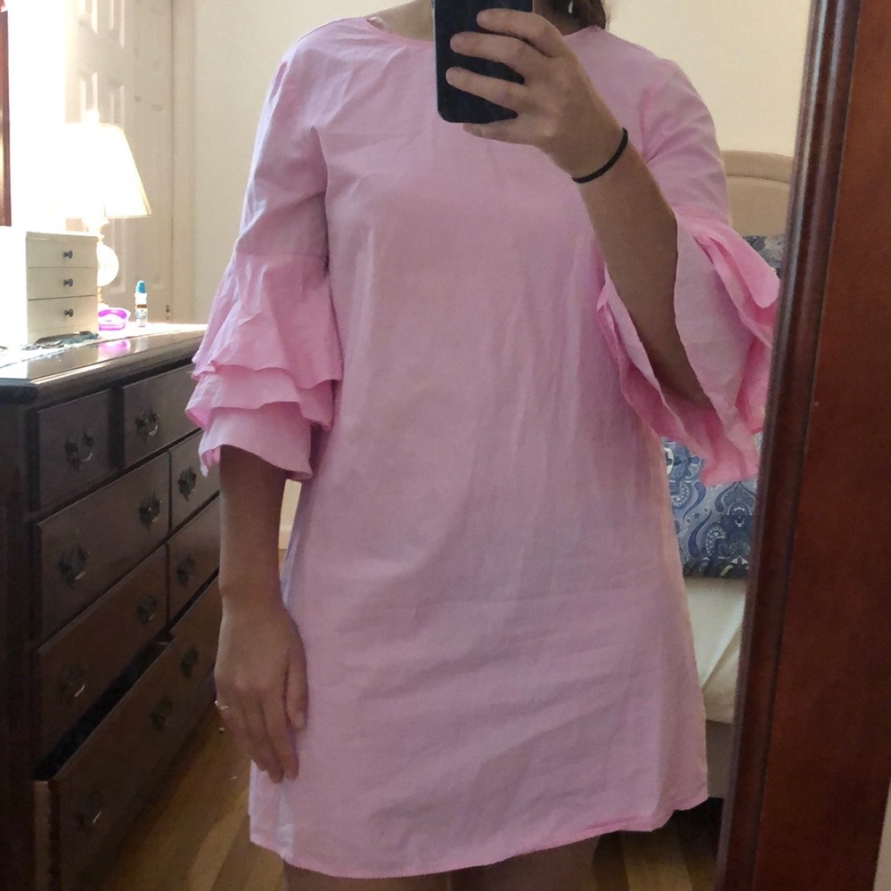 Zara ruffle sleeve pink dress